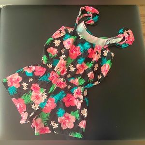 Childrens Place Black Floral Print Romper|Worn Twice|EUC|Size 4T